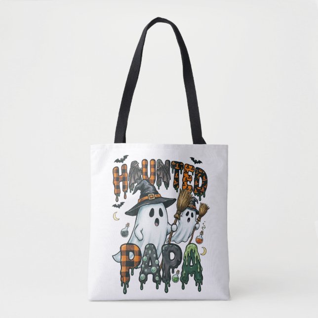 Haunted Papa Halloween Ghost Design Tote Bag (Front)