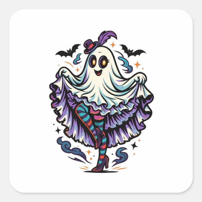 Haunted Pin-Up Ghost – Moulin Rouge Square Sticker (Front)