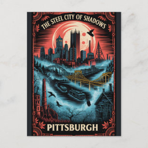 Haunted Pittsburgh, PA Vintage Horror Travel Postcard