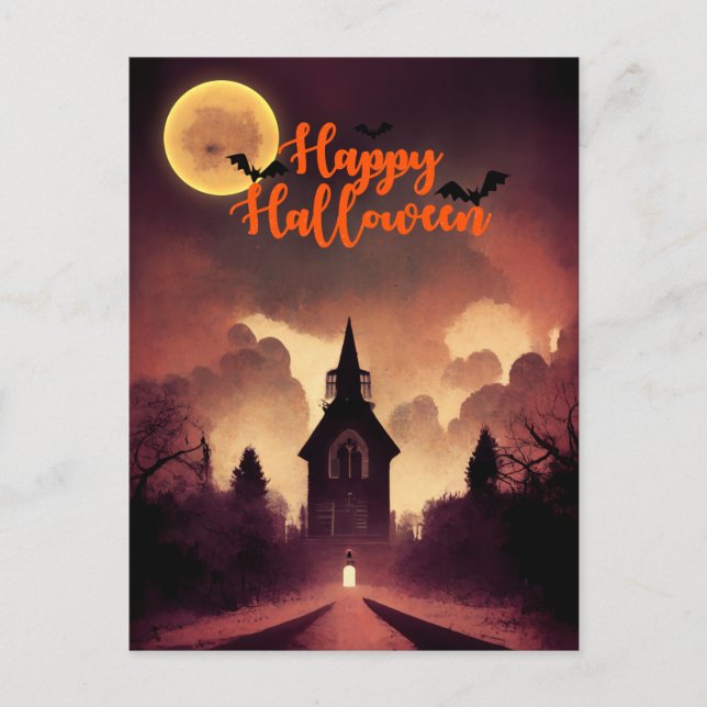 Haunted Place Halloween  Holiday Postcard (Front)