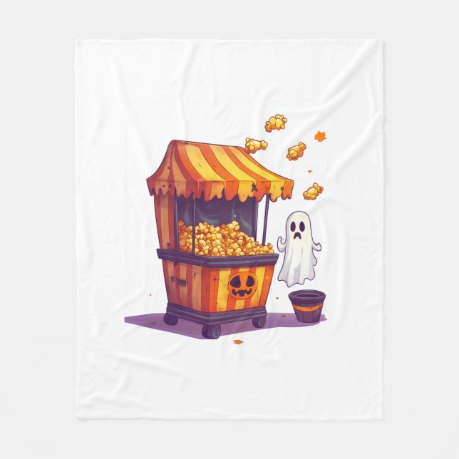 Haunted Popcorn Stand Fleece Blanket (Front)