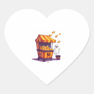 Haunted Popcorn Stand Heart Sticker