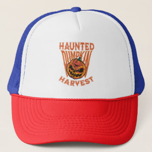 Haunted Pumpkin Harvest – Retro Halloween Trucker Hat