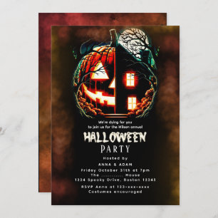 Haunted Pumpkin House Halloween Invitation