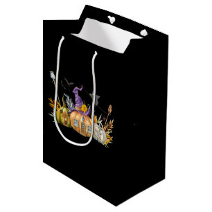 Haunted Pumpkin House with Ghost & Bats Medium Gift Bag