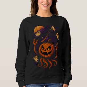 Haunted Pumpkin Monster & Ghosts Spooky Halloween Sweatshirt