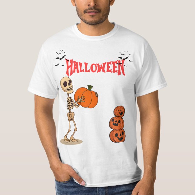 Haunted Pumpkin – Skull Horror Design T-Shirt (Front)
