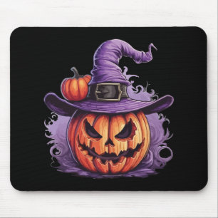 Haunted Pumpkin Witch Mouse Pad