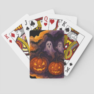 Haunted Pumpkins and Spooky Night Playing Cards