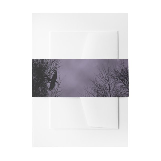 Haunted Purple Sky with Crows Invitation Bands Belly Band (Front Example)