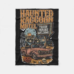 Haunted Racoon Motel Fleece Blanket