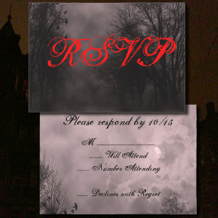 Haunted Red Sky with Ravens Halloween RSVP
