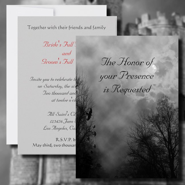 Haunted Road with Ravens Wedding Invitation (Creator Uploaded)