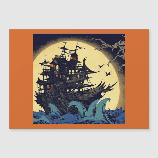 Haunted Sailing Ship Woodblock 4 (Front)