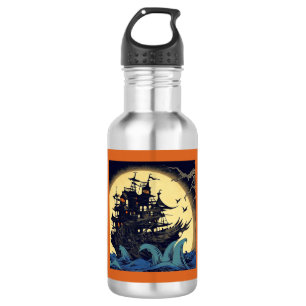 Haunted Sailing Ship Woodblock 4 532 Ml Water Bottle