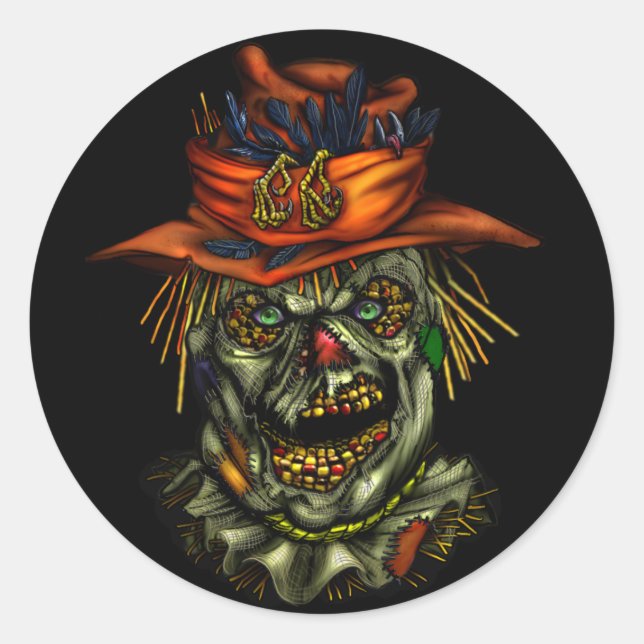 Haunted scarecrowcrow Sticker (Front)