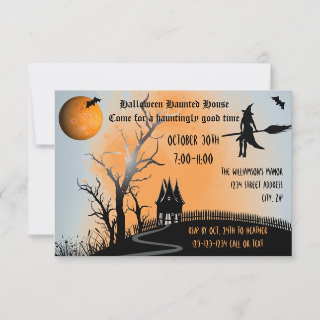 Haunted Scene - 3x5 Haunted House Invite (Front)