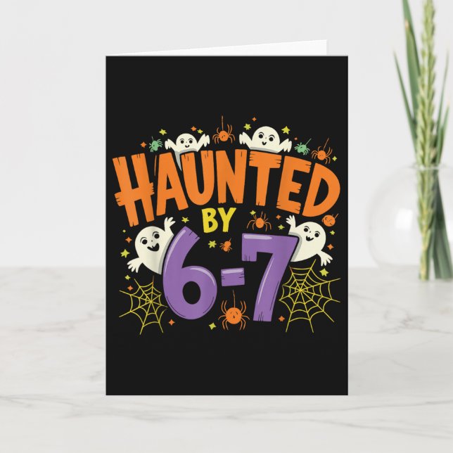 Haunted Six Seven 6 7 Meme 67 Skeleton Hand Hallow Card (Front)