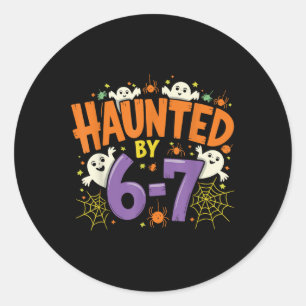 Haunted Six Seven 6 7 Meme 67 Skeleton Hand Hallow Classic Round Sticker