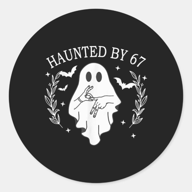 Haunted Six Seven 6 7 Meme 67 Skeleton Hand Hallow Classic Round Sticker (Front)
