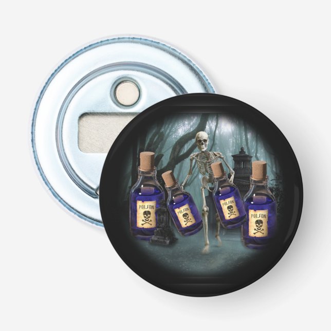 Haunted Skeletons Button Bottle Opener (Front)