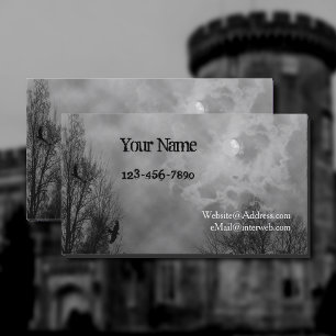 Haunted Sky Black White Custom Business Cards