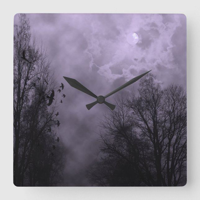 Haunted Sky Purple Mist Wall Clock (Front)