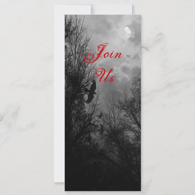 Haunted Sky with Raven Custom Halloween Invitation (Front)