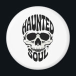 Haunted Soul Skull Typography Magnet<br><div class="desc">Bold black-and-white skull with curved 'Haunted'/'Soul' typography; high-contrast gothic motif for Halloween,  rock,  and streetwear fans seeking fearless edge.</div>