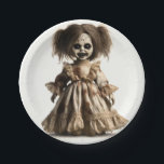 Haunted Spooky Doll Halloween Costume Party Paper Plate<br><div class="desc">Customise with any text. Matching items are available.</div>
