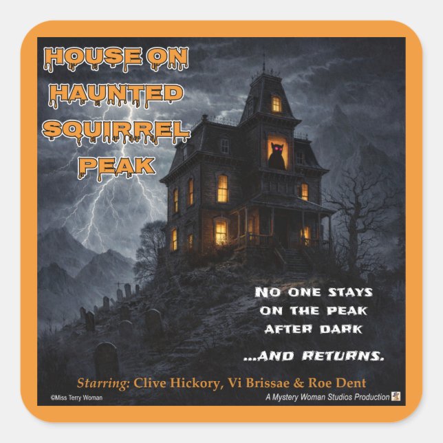 Haunted Squirrel Peak Parody Square Sticker (Front)