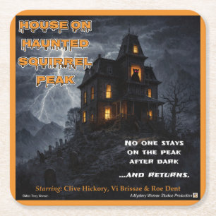 Haunted Squirrel Peak Square Paper Coaster