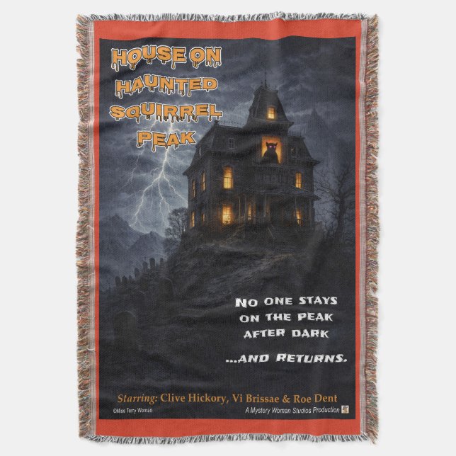 Haunted Squirrel Peak Throw Blanket (Front Vertical)