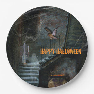 Haunted Staircase Halloween Paper Plate