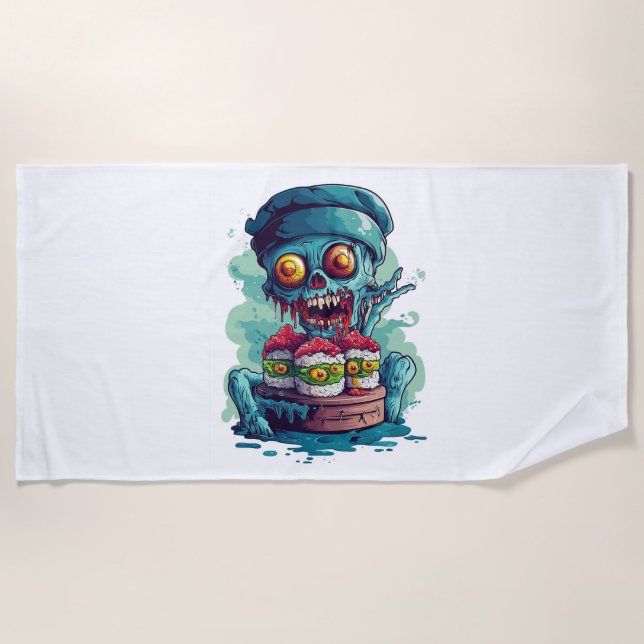 Haunted Sushi Chef Beach Towel (Front)