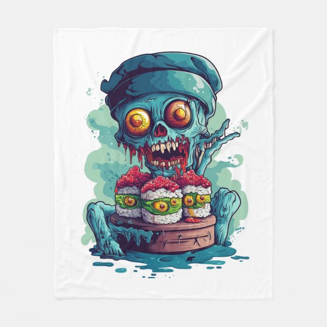 Haunted Sushi Chef Fleece Blanket (Front)
