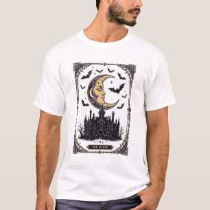 Haunted Tarot Card Moon Gothic Halloween Art T-Shirt