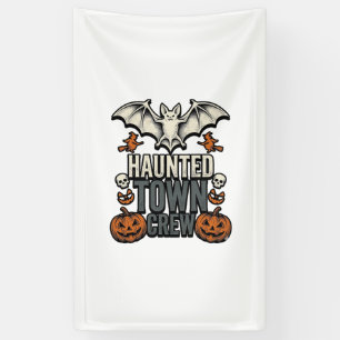 Haunted Town Shirt Vintage Halloween Bat Pumpkin T Banner