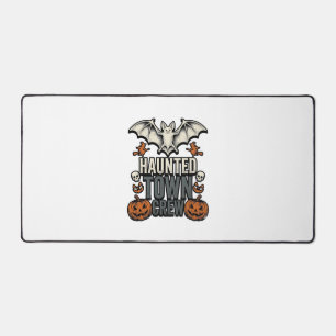 Haunted Town Shirt Vintage Halloween Bat Pumpkin T Desk Mat