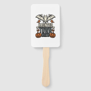 Haunted Town Shirt Vintage Halloween Bat Pumpkin T Hand Fan