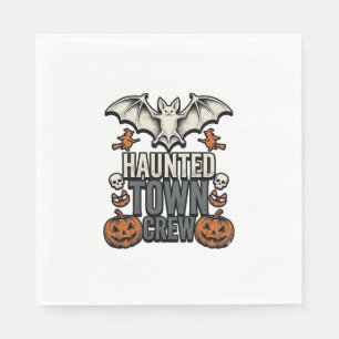 Haunted Town Shirt Vintage Halloween Bat Pumpkin T Napkin