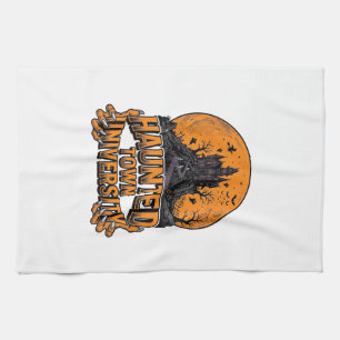 Haunted Town University Vintage Halloween Shirt Tea Towel