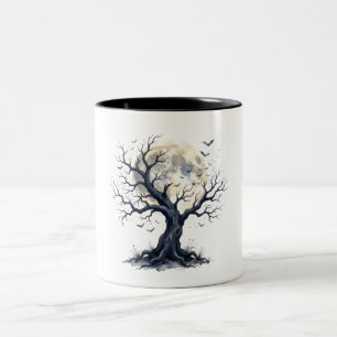 Haunted Tree Under the Full Moon Two-Tone Coffee Mug