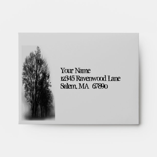 Haunted Trees with Ravens Custom A2 Envelope (Front)