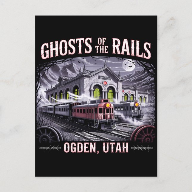 Haunted Union Station Ogden Utah Gothic Design Holiday Postcard (Front)