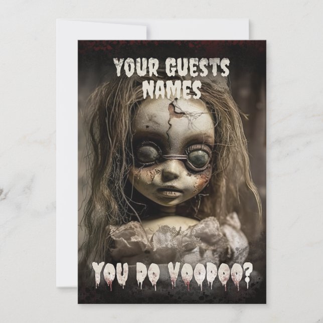 Haunted Voodoo Doll Adult Halloween Invitation (Front)