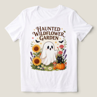 Haunted Wildflower Garden Cute Ghost Halloween Tri-Blend Shirt