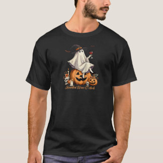 Haunted Wine O clock Ghost Drinking Coquette Hallo T-Shirt