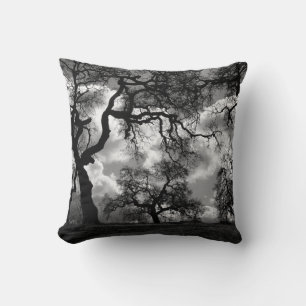 Haunting Black and White Trees Cushion