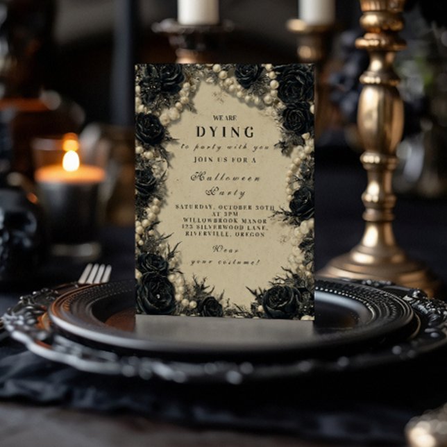 Haunting Black Rose Halloween Celebration Invitation (Creator Uploaded)